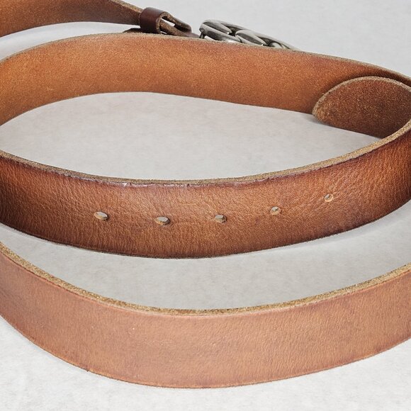 Men's Gucci GG Buckle Brown Tan Leather Belt 53 Inches Long 1.5 Inch Wide - Picture 5 of 12